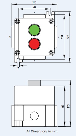 Control Stations (GRP) Hazardous Area - Double Green & Red Pushbuttons - Walsall LCP170